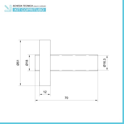 Scheda tecnica kit copritubo per termoarredo universale in ottone con finitura bianca