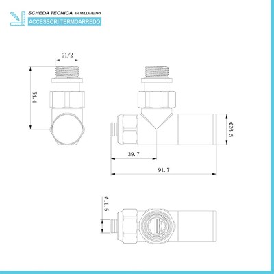 Scheda tecnica valvole termoarredo tonde cromate con attacco G 1/2