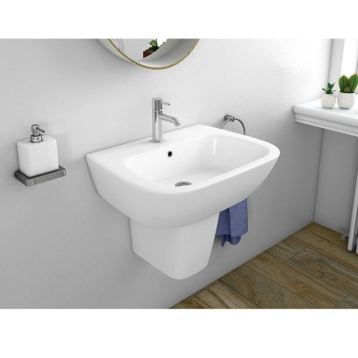 Scheda tecnica lavandino con semicolonna Rak serie One in ceramica bianca lucida