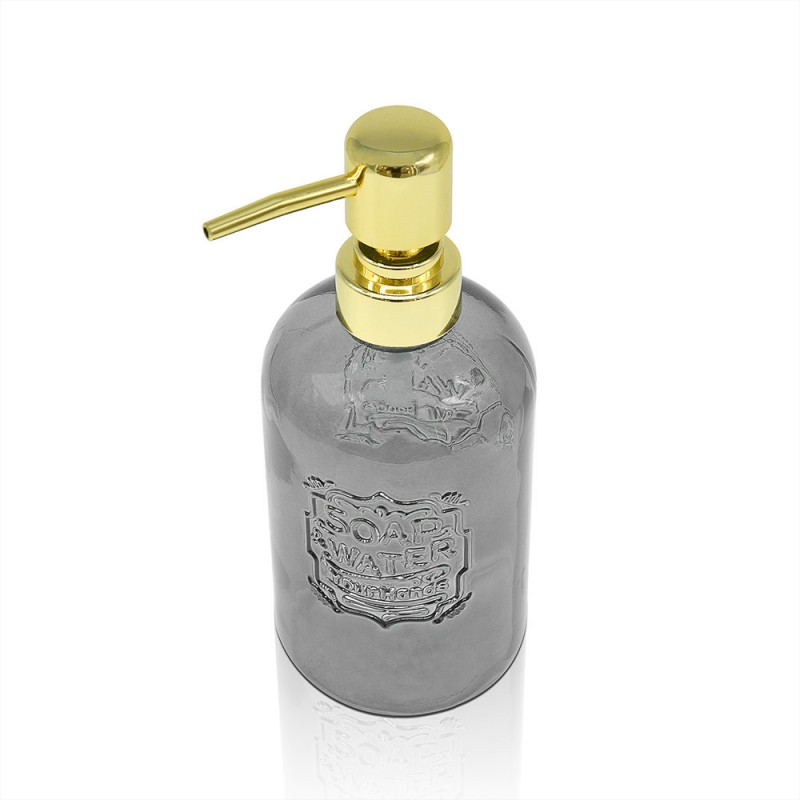 Dispenser sapone liquido in vetro zigrinato e legno - andrea house -  nardini forniture
