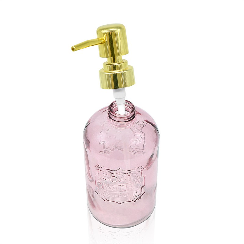 Set dispenser sapone liquido in vetro colorato con capienza 400 ml
