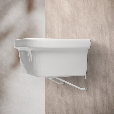 Pilozza per lavanderia 42x38 cm in ceramica bianca lucida con installazione sospesa