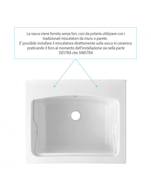 Vasca Lavatoio In Resina 60x60 Cm - Ricambio Per Lavanderia, Bianco, Resistente Agli Acidi - Foto 3