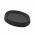 Portasapone serie Blob in plastica liscia nera con dettagli effetto legno
