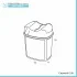 Scheda tecnica pattumiera bagno in plastica grigia con doppio coperchio basculante