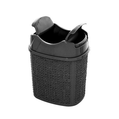 Cestino porta rifiuti in plastica nera con doppio coperchio basculante
