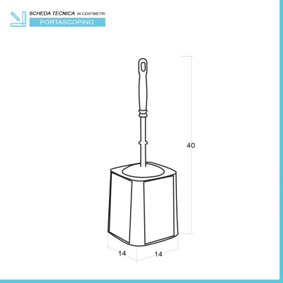 Scheda tecnica portascopino wc in plastica nera completo di spazzolone con setole nere