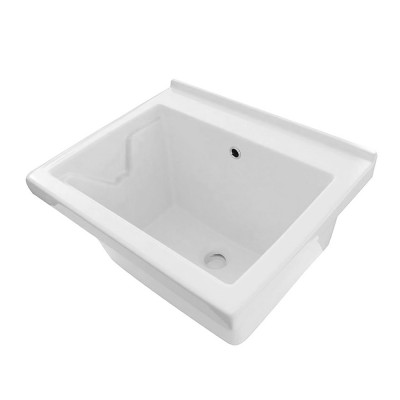 Vaschetta lavatoio in ceramica bianca lucida 60x50 con installazione a incasso
