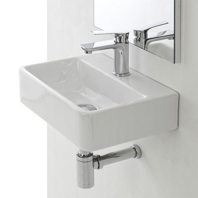 Lavabo Sospeso Rettangolare in Ceramica 40 x 29,5 cm Bianco Lucido