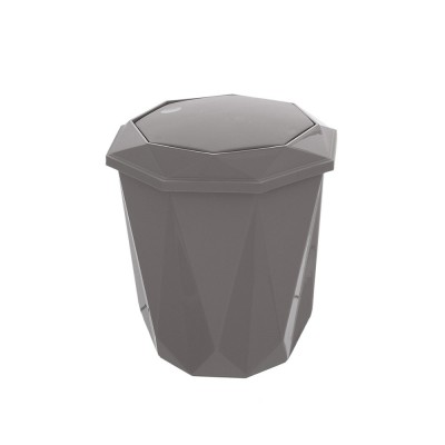 Pattumiera bagno capacità 5,5 lt in plastica grigia con coperchio basculante