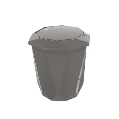 Pattumiera bagno capacità 5,5 lt in plastica grigia con coperchio basculante