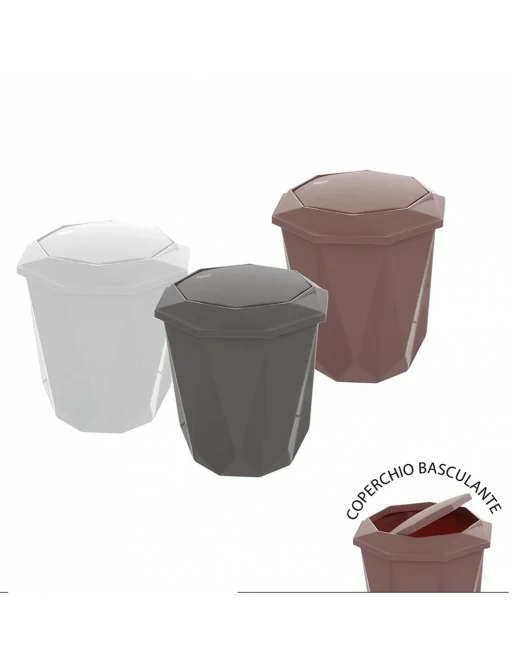 Pattumiera in plastica bianca con Coperchio Basculante Medial Rif Basic