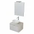 Mobiletto per il bagno sospeso 60 cm Master grigio cielo completo di lavabo da appoggio e specchiera