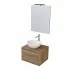 Mobiletto per il bagno sospeso 60 cm Master rovere miele completo di lavabo da appoggio e specchiera