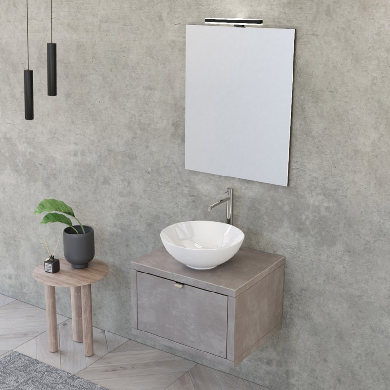 Mobile Bagno Smart 91 Cm Natural Oak con Top per Lavabo in Appoggio -  Iperceramica