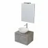 Mobiletto per il bagno sospeso 60 cm Master grigio cemento completo di lavabo appoggio e specchiera