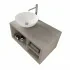 Mobile salvaspazio bagno sospeso 80 cm Master grigio cemento con lavabo da appoggio e specchio