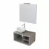 Mobile arredo bagno sospeso 80 cm Master grigio cemento completo di lavabo da appoggio e specchiera