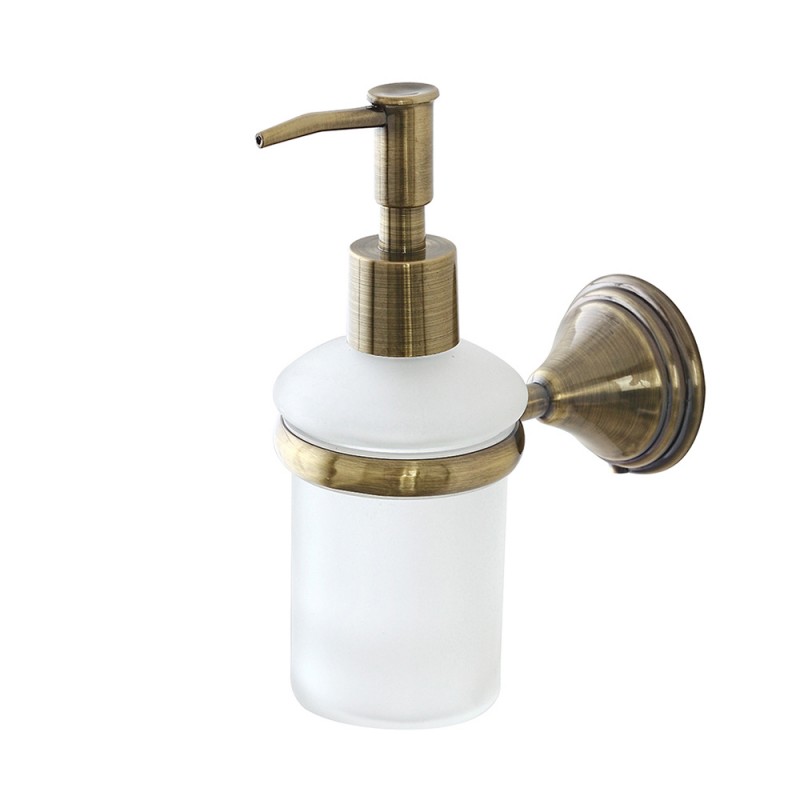 Porta dispenser sapone da muro finitura bronzo Iris kit fissaggio