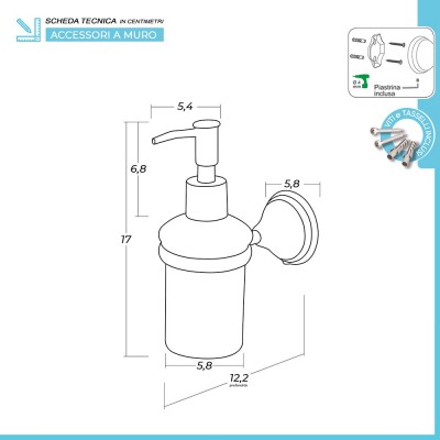 Porta dispenser sapone liquido Iris dimensioni