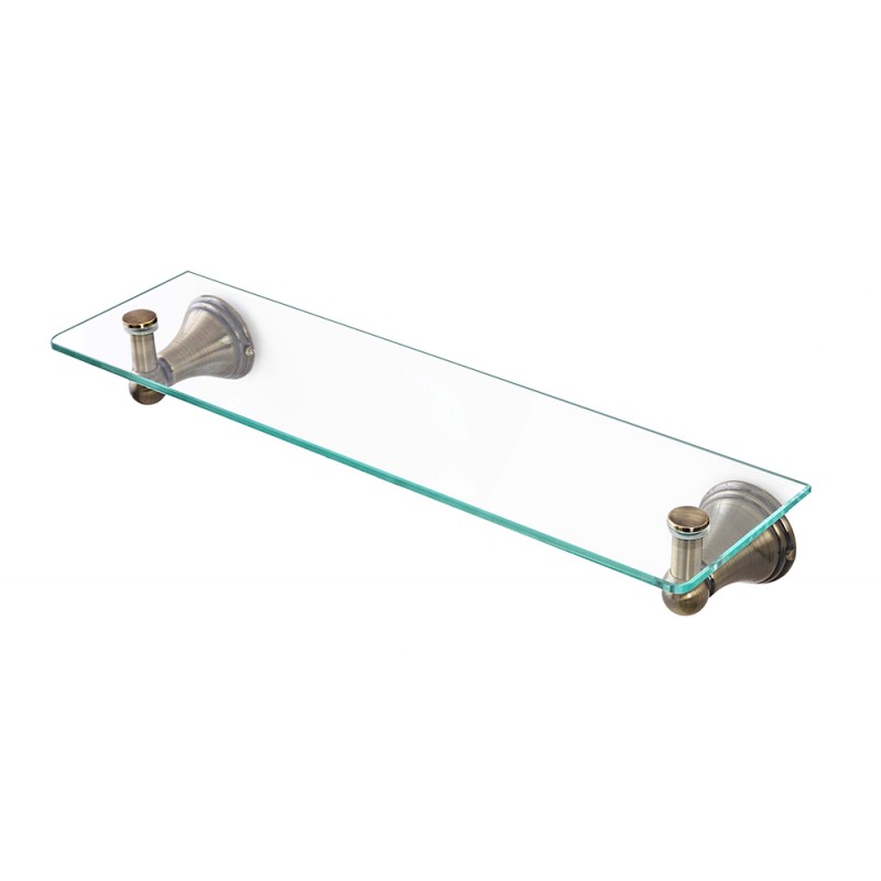 Mensola vetro 45 cm supporti finitura bronzo Iris Kit fissaggio