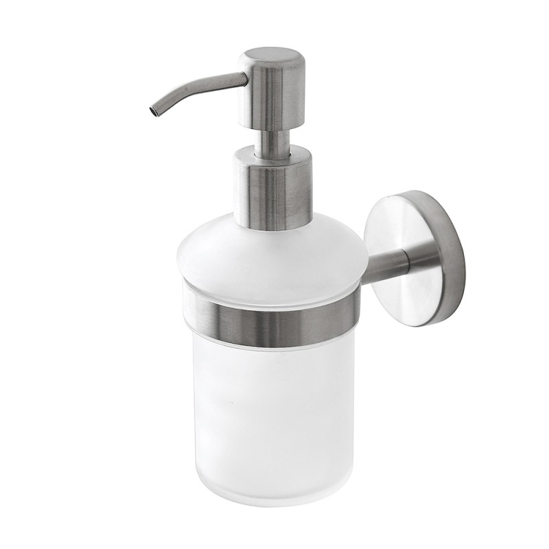 Porta dispenser per sapone liquido in vetro e acciaio inox satinato Galassia Kit di fissaggio incluso