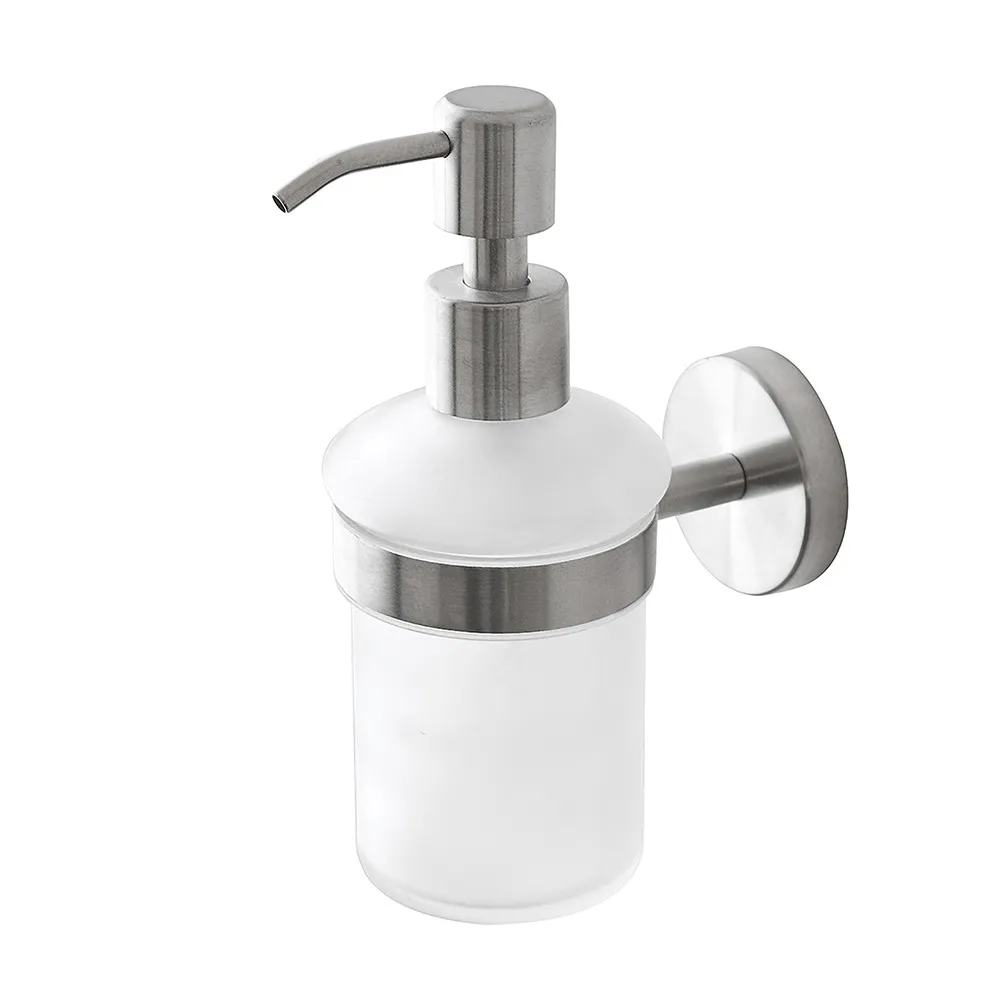 Image of Porta dispenser per sapone liquido in vetro e acciaio inox satinato Galassia