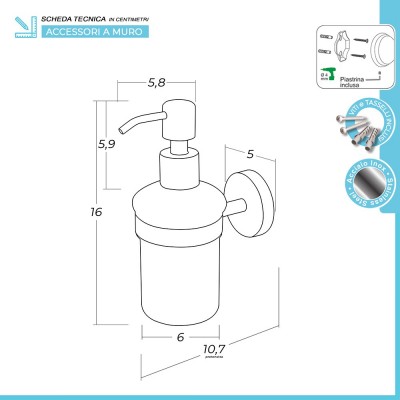 Galassia Porta dispenser sapone liquido Dimensioni