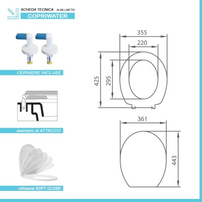 Scheda tecnica Copriwater compatibile Karla di Rak Ceramics