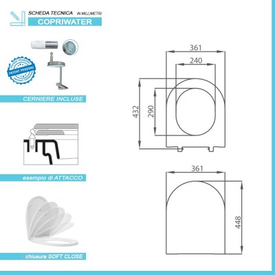 Scheda tecnica Copriwater compatibile con serie Resort di Rak