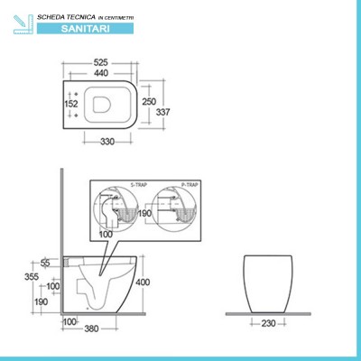 Scheda tecnica Water filomuro singolo linea Metropolitan