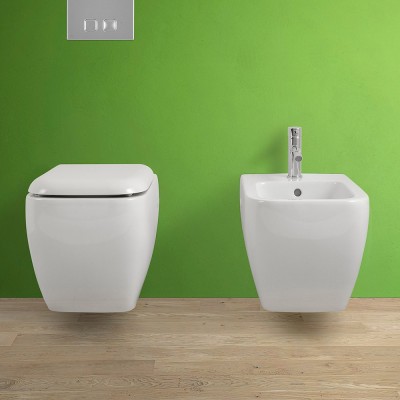 Wc singolo sospeso Metropolitan bianco lucido in ceramica