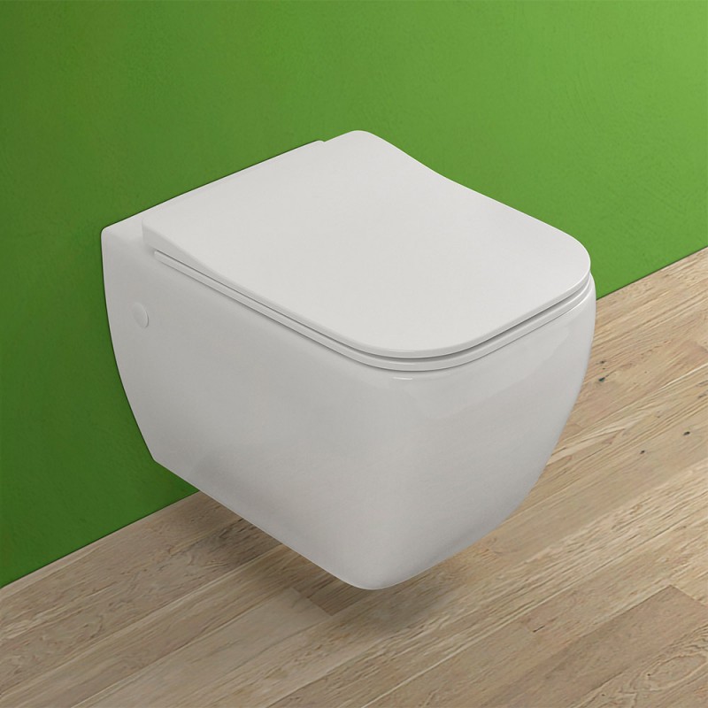 Water sospeso singolo Metropolitan bianco completo di Copriwater slim soft close