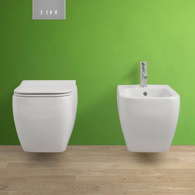 WC sospeso singolo Metropolitan con copriwc slim soft close