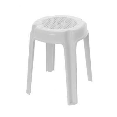 Sgabello bagno multiuso in plastica bianco