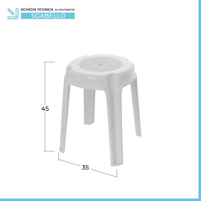 Bianco 35 x 35 x 45 cm Wenko Kumba Sgabello bagno Plastica 