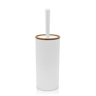 Portascopino wc Bianco dettagli effetto legno serie Blob