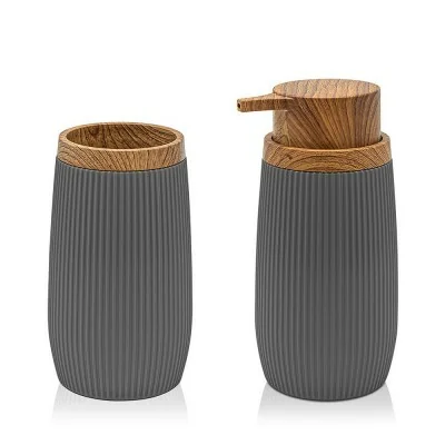 Pattumiera 5lt Tortora Coperchio Basculante Dettagli Effetto Legno Blob 51764999