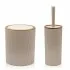 Set 2 pezzi Porta scopino e Pattumiera 5lt Tortora dettagli effetto legno Blob
