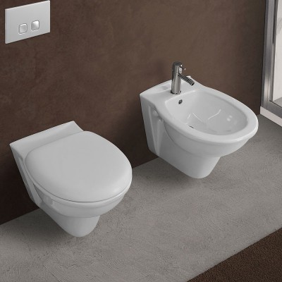 Set di Sanitari sospesi Karla in ceramica WC + Bidet + Copriwater