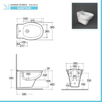 Scheda tecnica del Bidet Karla