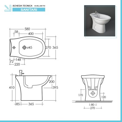 Scheda tecnica del Bidet tradizionale Karla