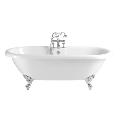 Vasca da bagno freestanding classica Victoria Piedini cromati a zampa d'aquila regolabili in altezza
