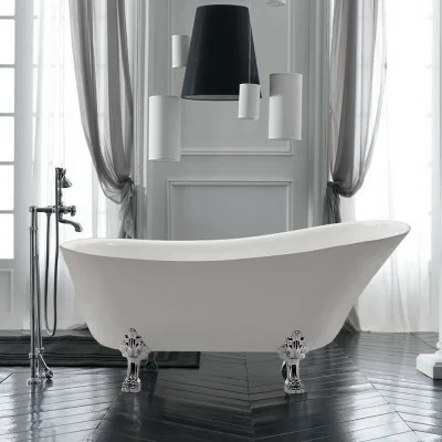 Vasca da bagno freestanding classica 170x72 Piedini cromo a zampa di leone regolabili Samantha