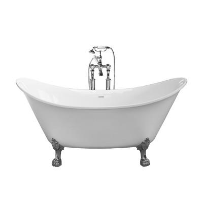 Vasca da bagno freestanding classica 173x75 Piedini cromo a zampa di leone regolabili in altezza