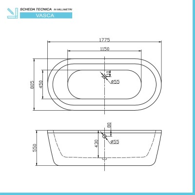 Scheda tecnica della Vasca da bagno freestanding Alexandra