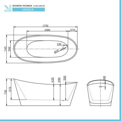 Scheda Tecnica della Vasca da bagno freestanding Monique