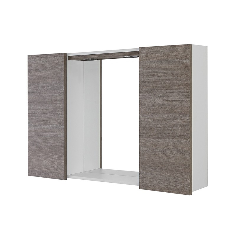 Specchiera bagno 91 cm con mobiletto 2 ante rovere scuro con illuminazione led - Way