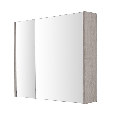 Specchio contenitore 2 ante rovere chiaro chiusura soft e ripiani interni vetro