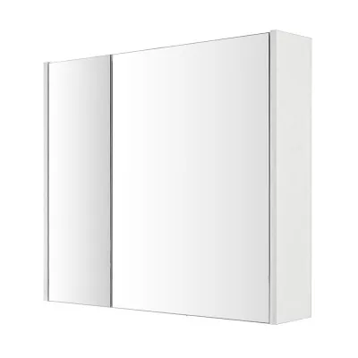 Specchio contenitore in Nobilitato Bianco lucido Due ante a chiusura rallentata con Ripiani interni in vetro Way
